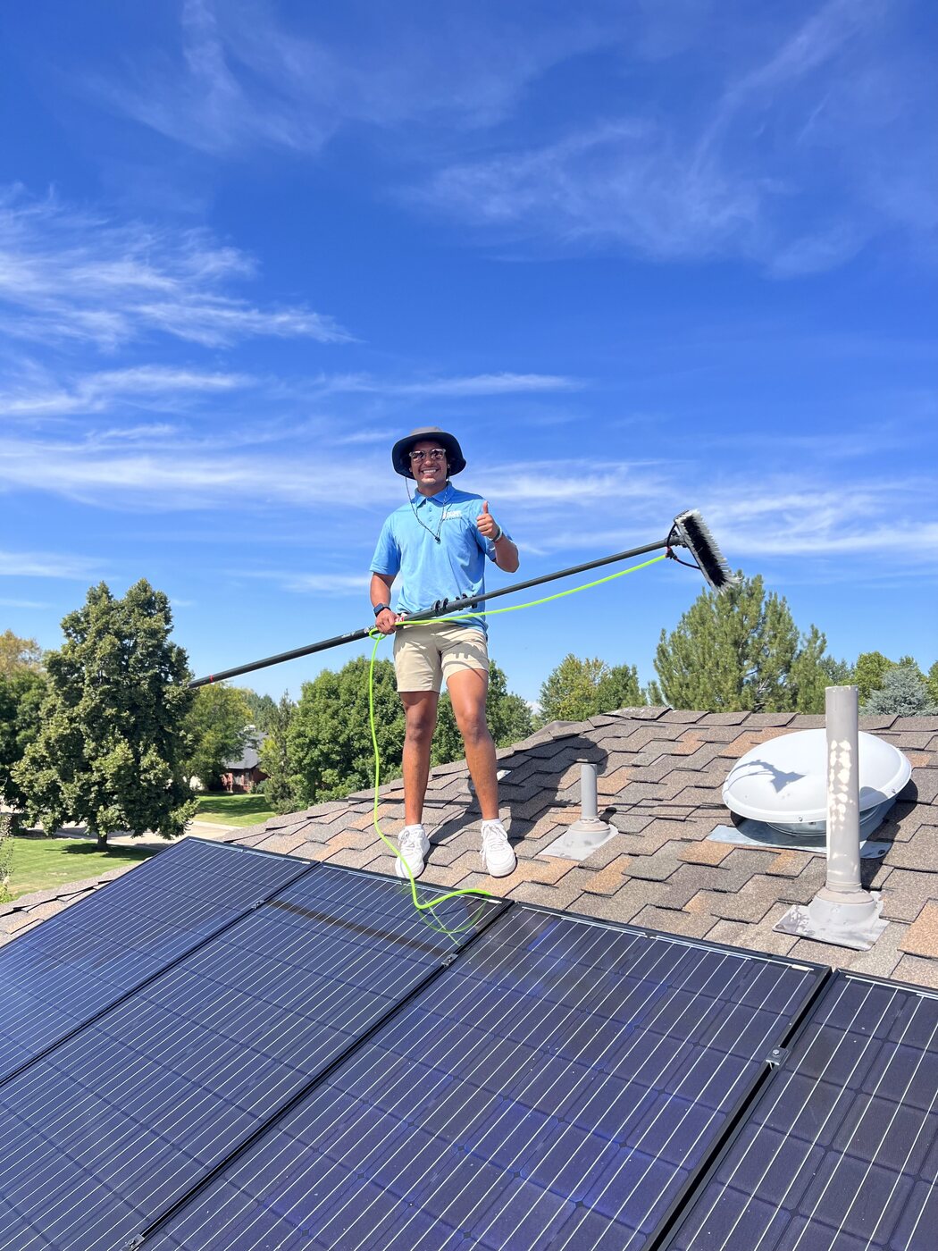 Perfect Shine cleaning windows at a Boise business